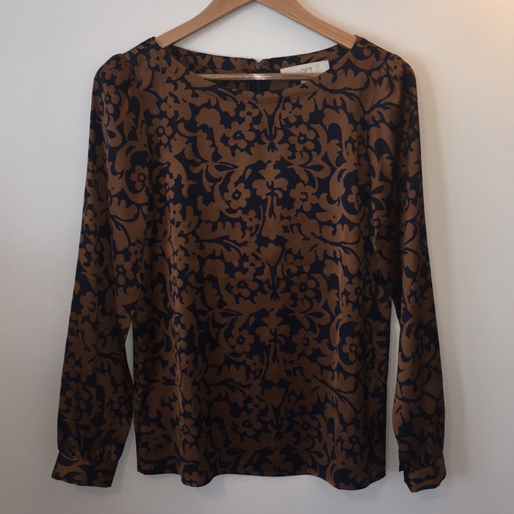 Loft Brown and Navy Top